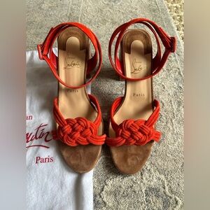 Christian Louboutin Ella 85 braided suede heels